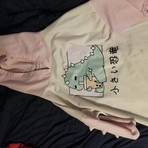 Amazon Pink and White Sweatshirt with Whimsical Graphic